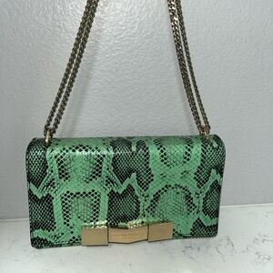 Bruno Magli Chiseled Mint Snake Embossed Shoulder, Handbag w/Chain Strap...